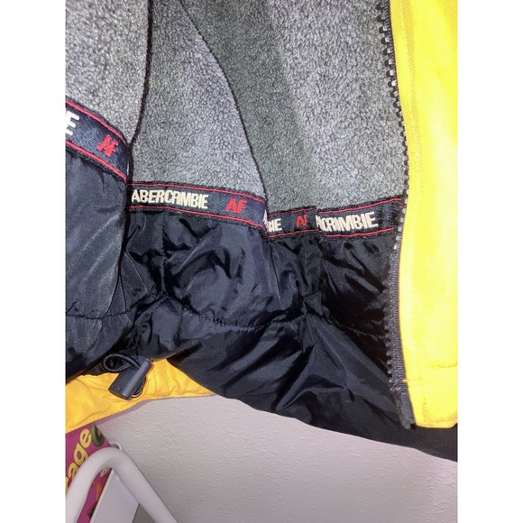 Abercrombie&Fitch Mens Yellow Fleece Lined Jacket Size Small Rare 1990s *Flaw